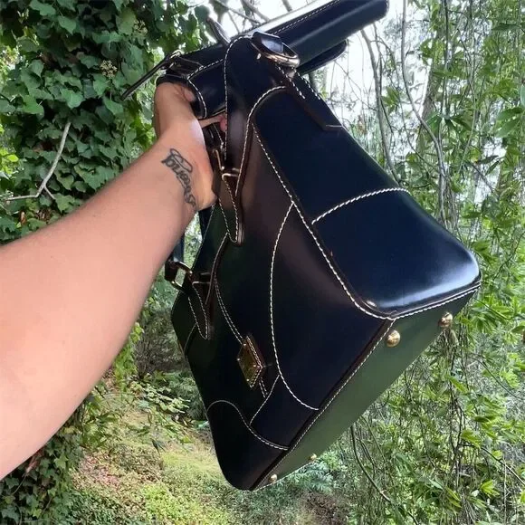 DOONEY & Bourke Leather Handbag Selleria Jayne Navy Leather Satchel Bag & Wallet - Picture 3 of 8